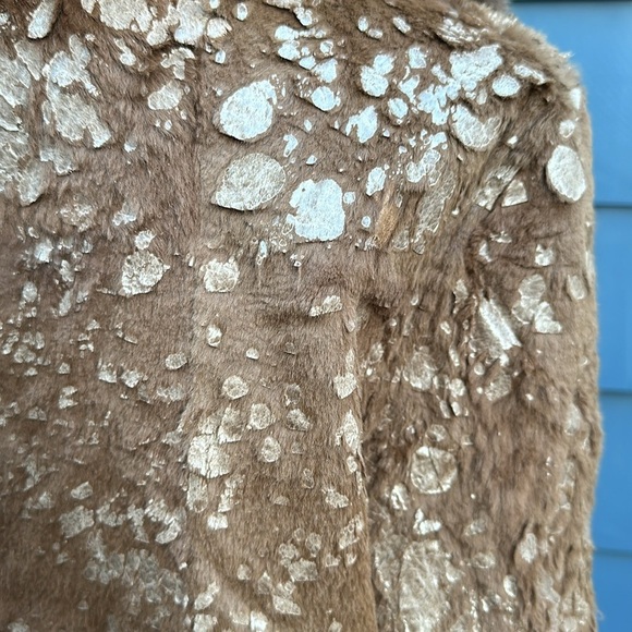 🤎🤎🤎Vintage leather rabbit fur reversible tan brown dark handmade bespoke - Picture 15 of 16